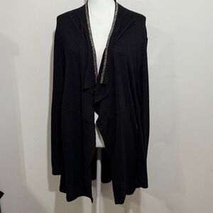 Juicy Couture Black Open Front Cardigan with Rhinestone Trim – Women’s XXL